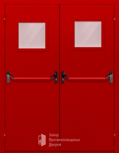 Фото двери «Двупольная со стеклопакетом и антипаникой (красная)» в Пущино