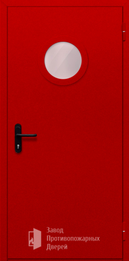 Фото двери «Однопольная с круглым стеклом (красная)» в Пущино