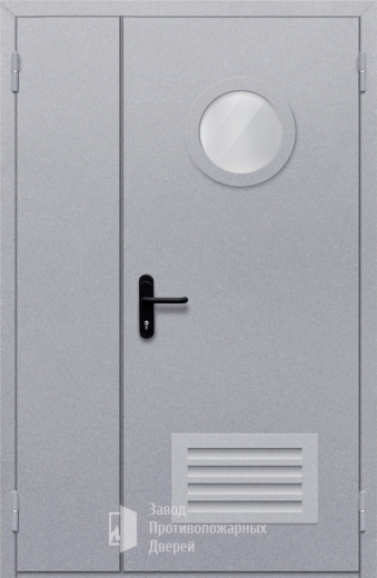 Фото двери «Полуторная с круглым стеклом и решеткой» в Пущино