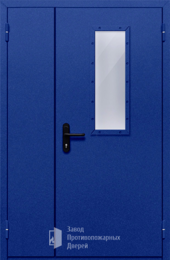 Фото двери «Полуторная со стеклом (синяя)» в Пущино