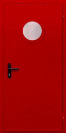 Фото двери «Однопольная с круглым стеклом (красная)» в Пущино