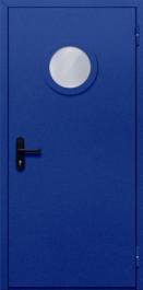 Фото двери «Однопольная с круглым стеклом (синяя)» в Пущино