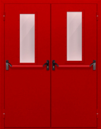 Фото двери «Двупольная с стеклом и антипаникой (красная)» в Пущино
