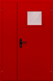 Фото двери «Полуторная со стеклопакетом (красная)» в Пущино