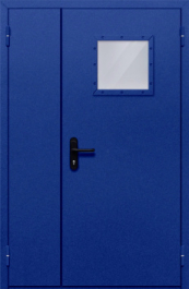 Фото двери «Полуторная со стеклопакетом (синяя)» в Пущино